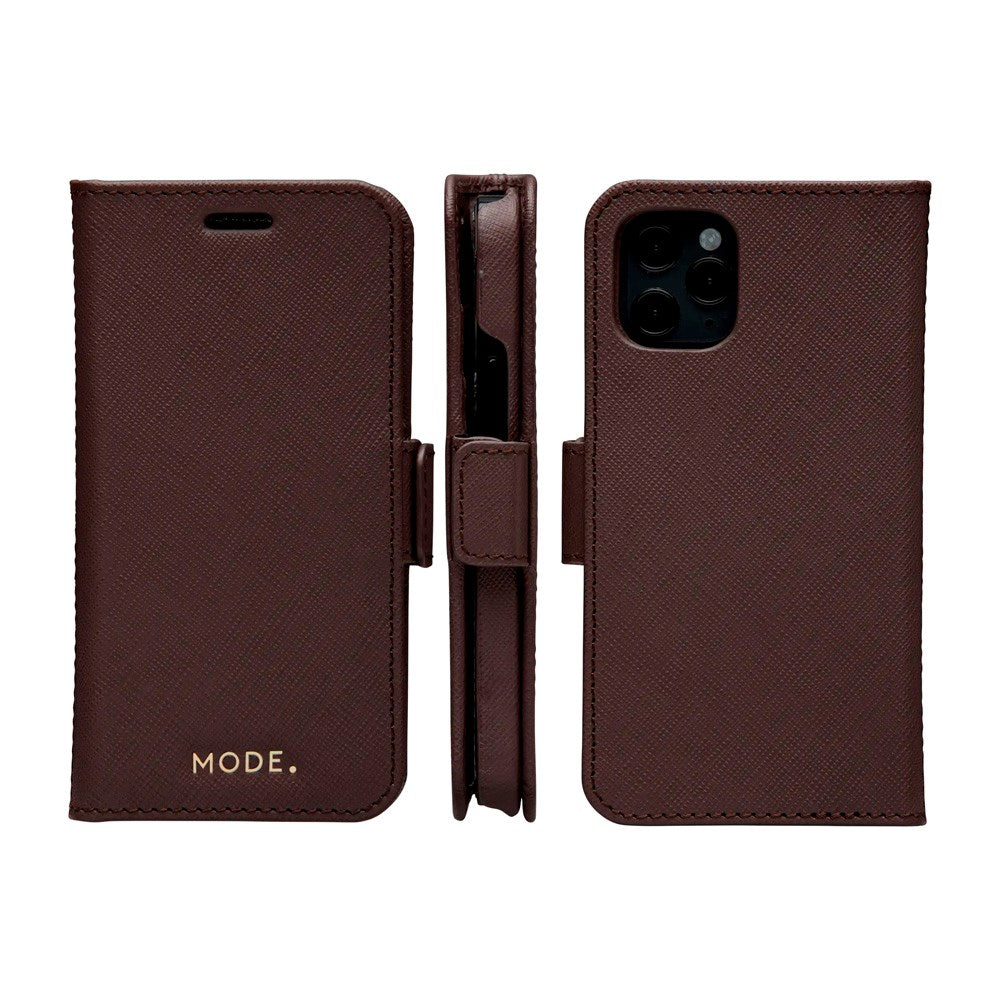 iPhone 12 Mini dbramante1928 New York 2-in-1 Genuine Leather Flip Case - Dark Chocolate