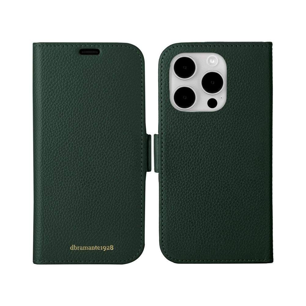 iPhone 15 Pro Max dbramante1928 New York 2-in-1 Genuine Leather Flip Case - Evergreen