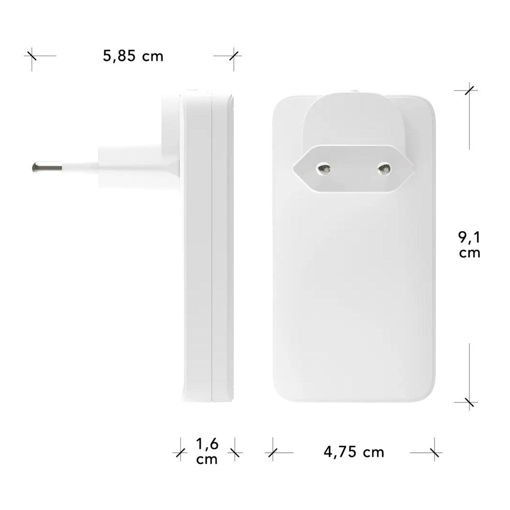 dbramante1928 Slim Wall Charger with 1x USB-C 65W & 1x USB-A 30W - White