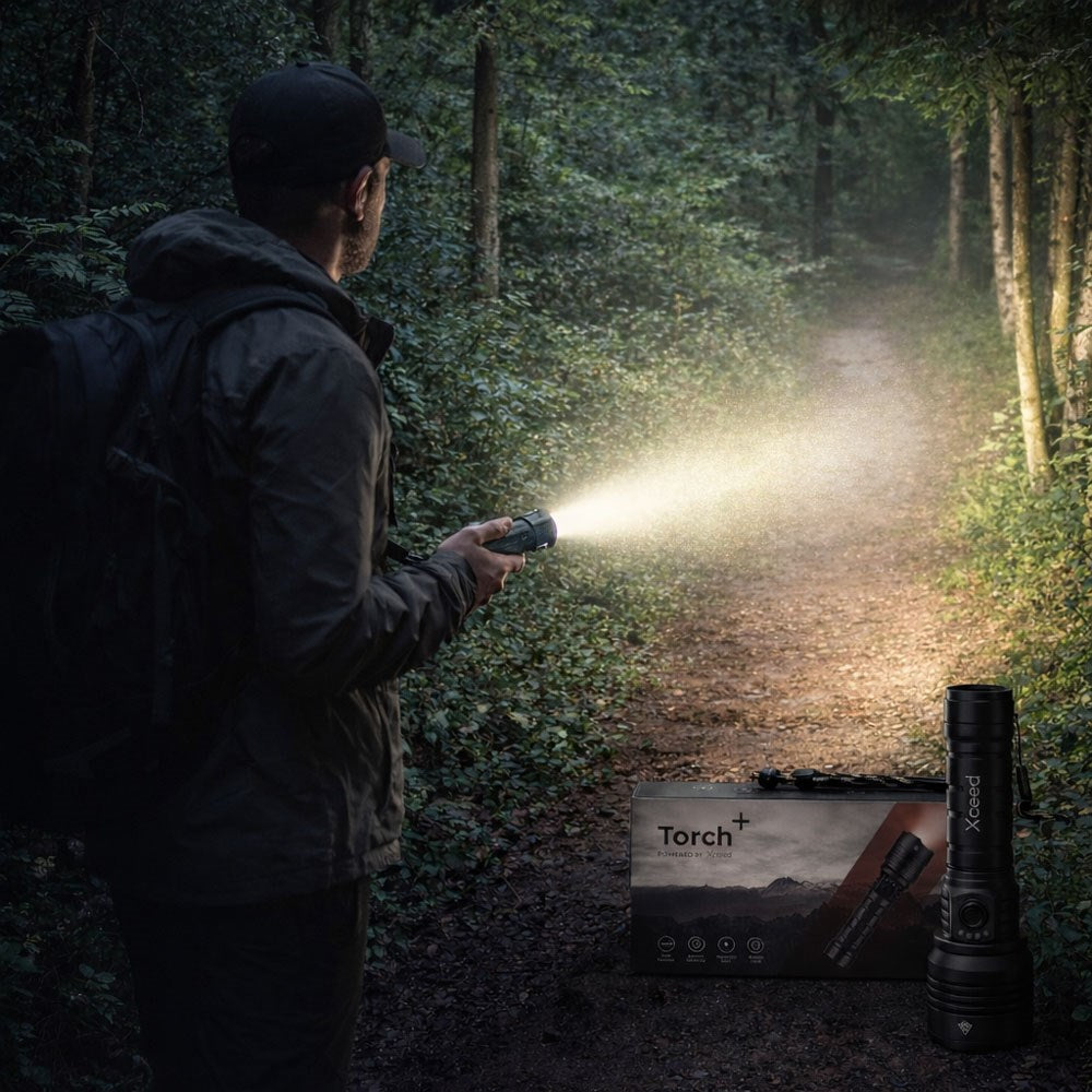 Xceed Torch+ 2-in-1 Flashlight PowerBank with USB-A & USB-C - 5000 mAh - Black