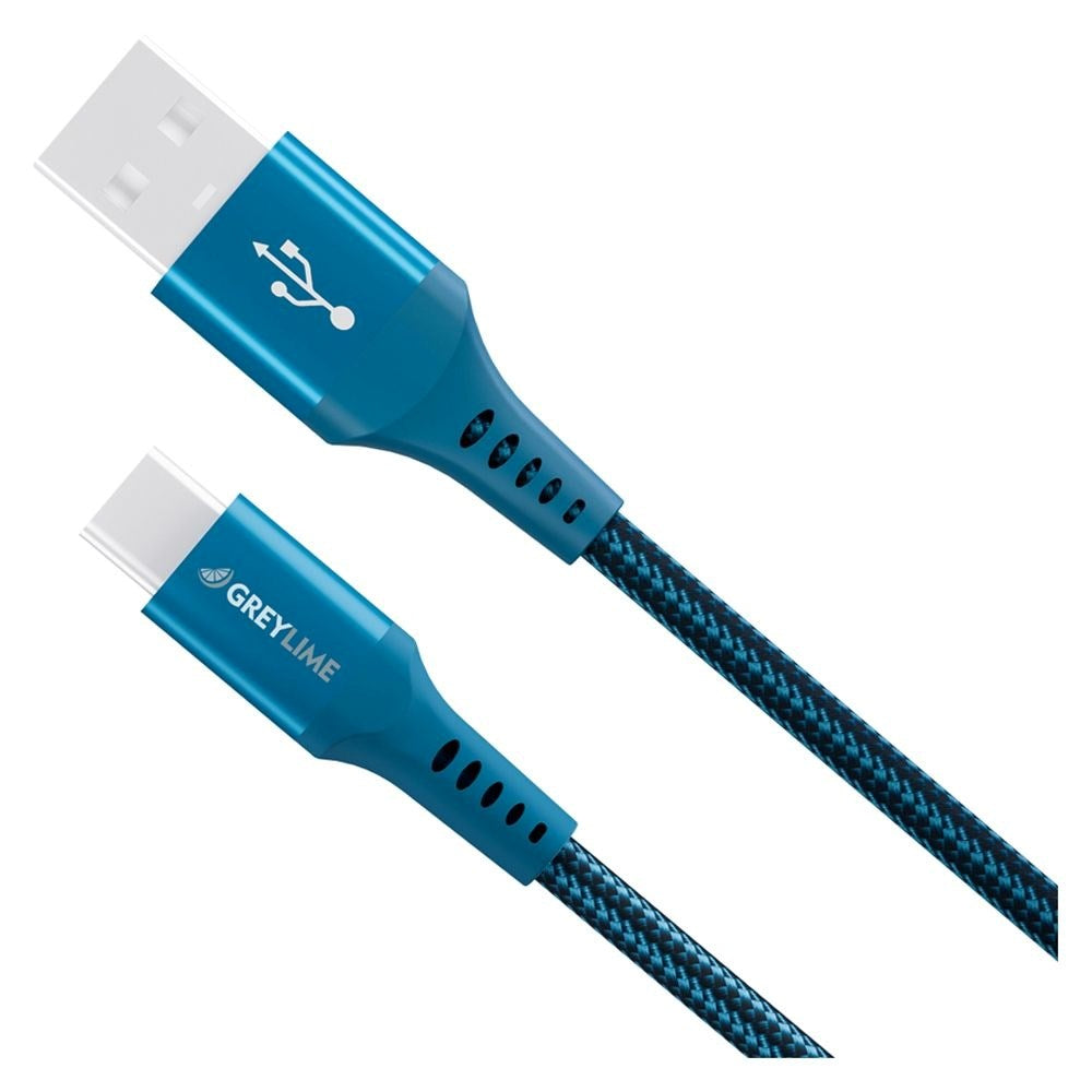 GreyLime 15W Braided USB-A to USB-C Cable 3 m - Blue