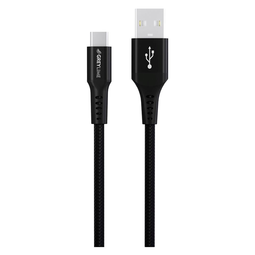GreyLime 15W Braided USB-A to USB-C Cable 3 m - Black