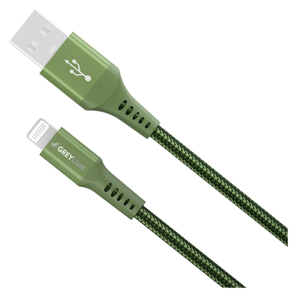 GreyLime 12W Braided USB-A to Lightning Cable 3 m - Green