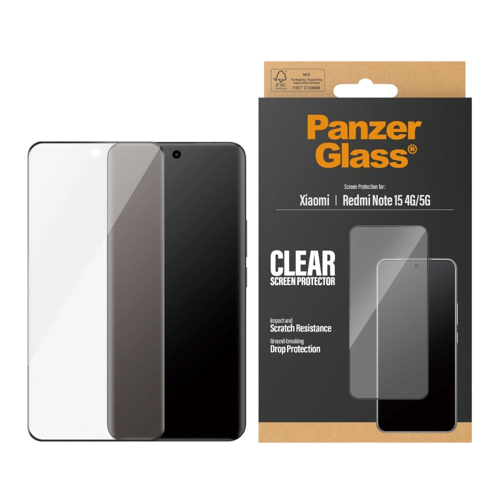 Xiaomi Redmi Note 15 (5G) PanzerGlass Screen Protector Glass - Ultra Wide Fit - Transparent