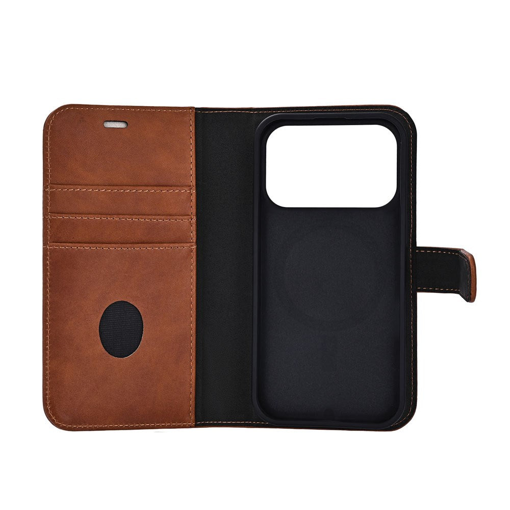 RadiCover Exclusive iPhone 17 Pro 2-in-1 Anti Radiation Leather Flip Case with Wallet - MagSafe Compatible - Brown