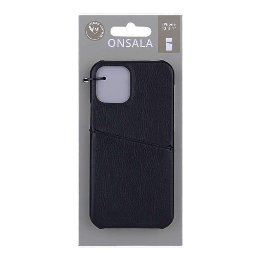 iPhone 12 Pro / 12 Onsala Collection Leather Case w. Card pocket - Black