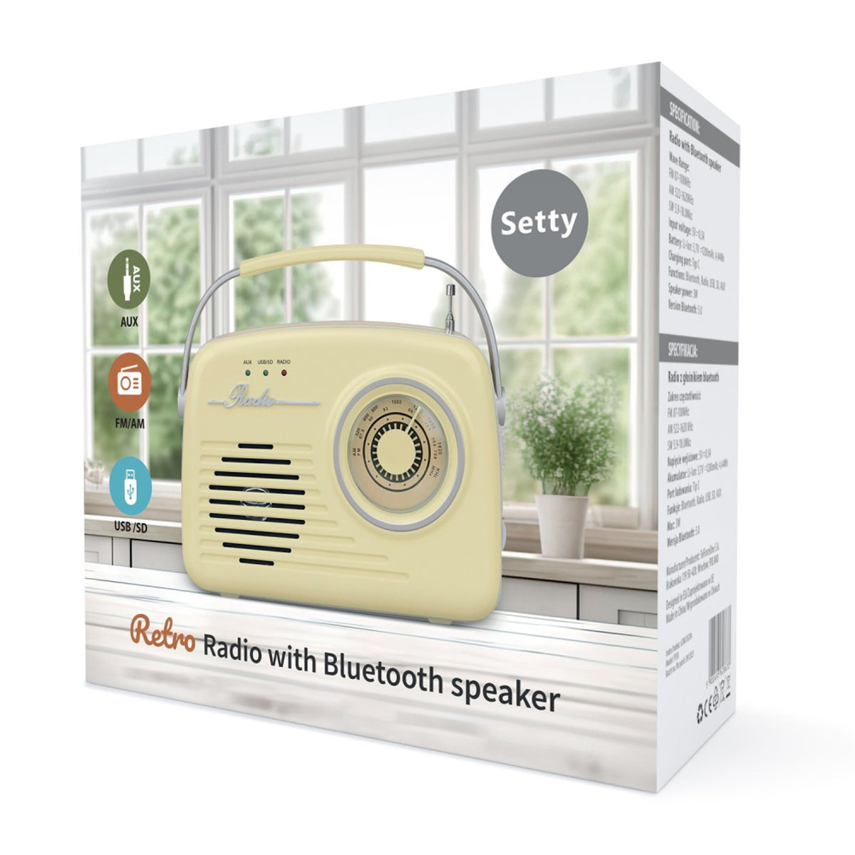 Setty Retro Bluetooth Speaker with Radio - Beige