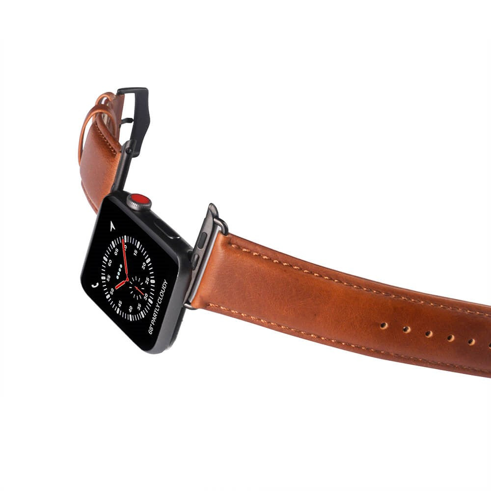 Apple Watch (42/44/SE/45/46/49mm) Buffalo Band in Genuine Leather - Brown