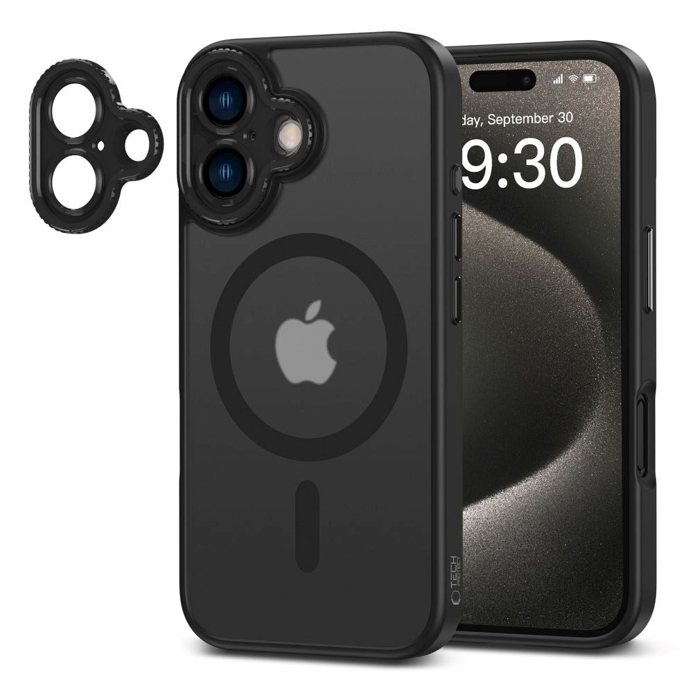 iPhone 16 Tech-Protect MagCam Case - MagSafe Compatible - Transparent /Matte Black