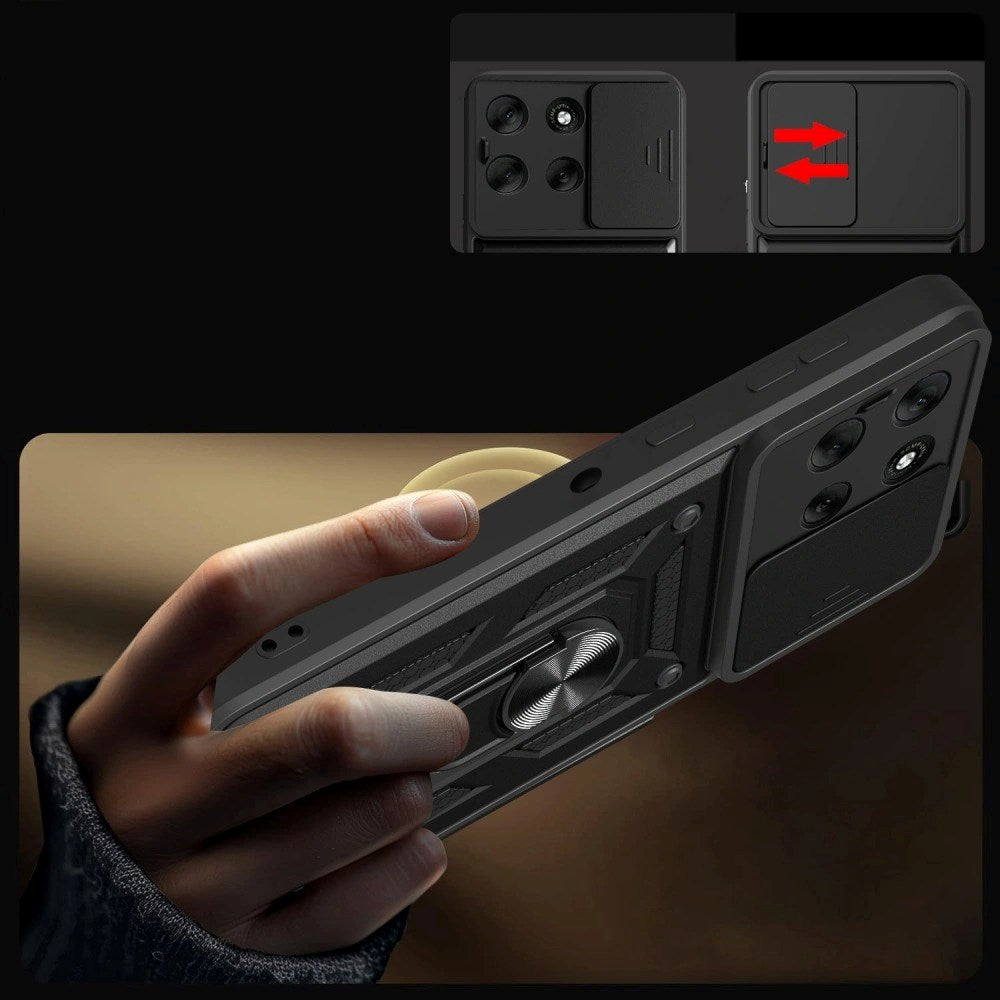 Motorola Moto G86 Tech-Protect Tough Case with Magnetic Kickstand & Camslider - Black