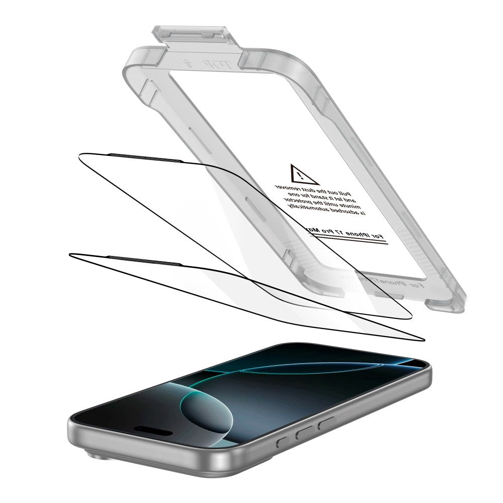 iPhone 17 Pro Max Tech-Protect Quick Set+ Screen Protection Glass - 2 pcs - Transparent / Black Edge