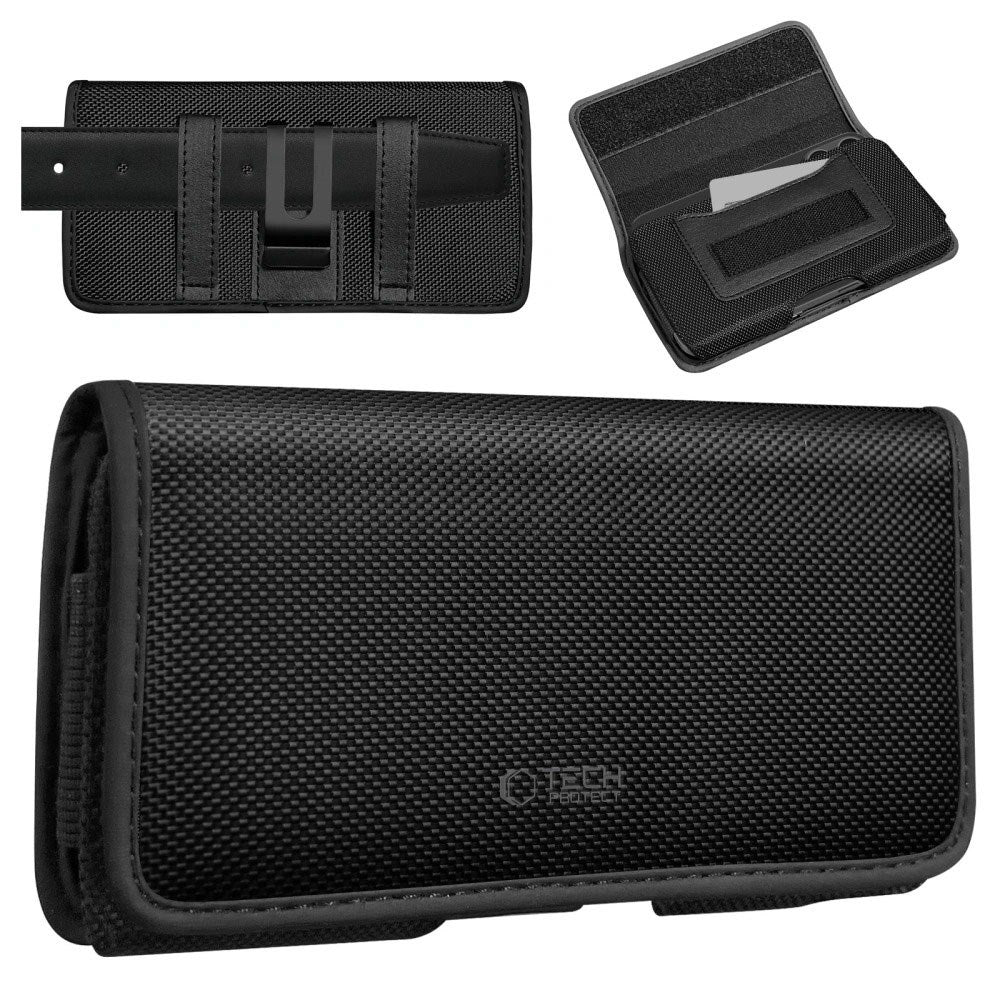 Tech-Protect Universal Nylon Phone Pouch - Dimensions (16.2 x 9 x 2.8 cm) - Black