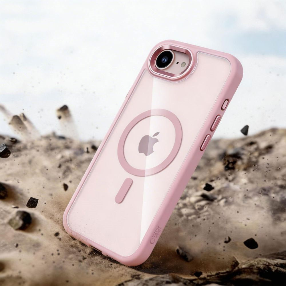 iPhone 17e / 16e Tech-Protect MagMat Case - MagSafe Compatible - Transparent / Pink
