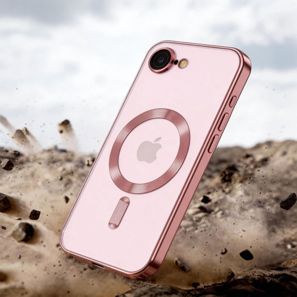 iPhone 17e / 16e Tech-Protect MagFlex Case - MagSafe Compatible - Transparent / Rose Gold