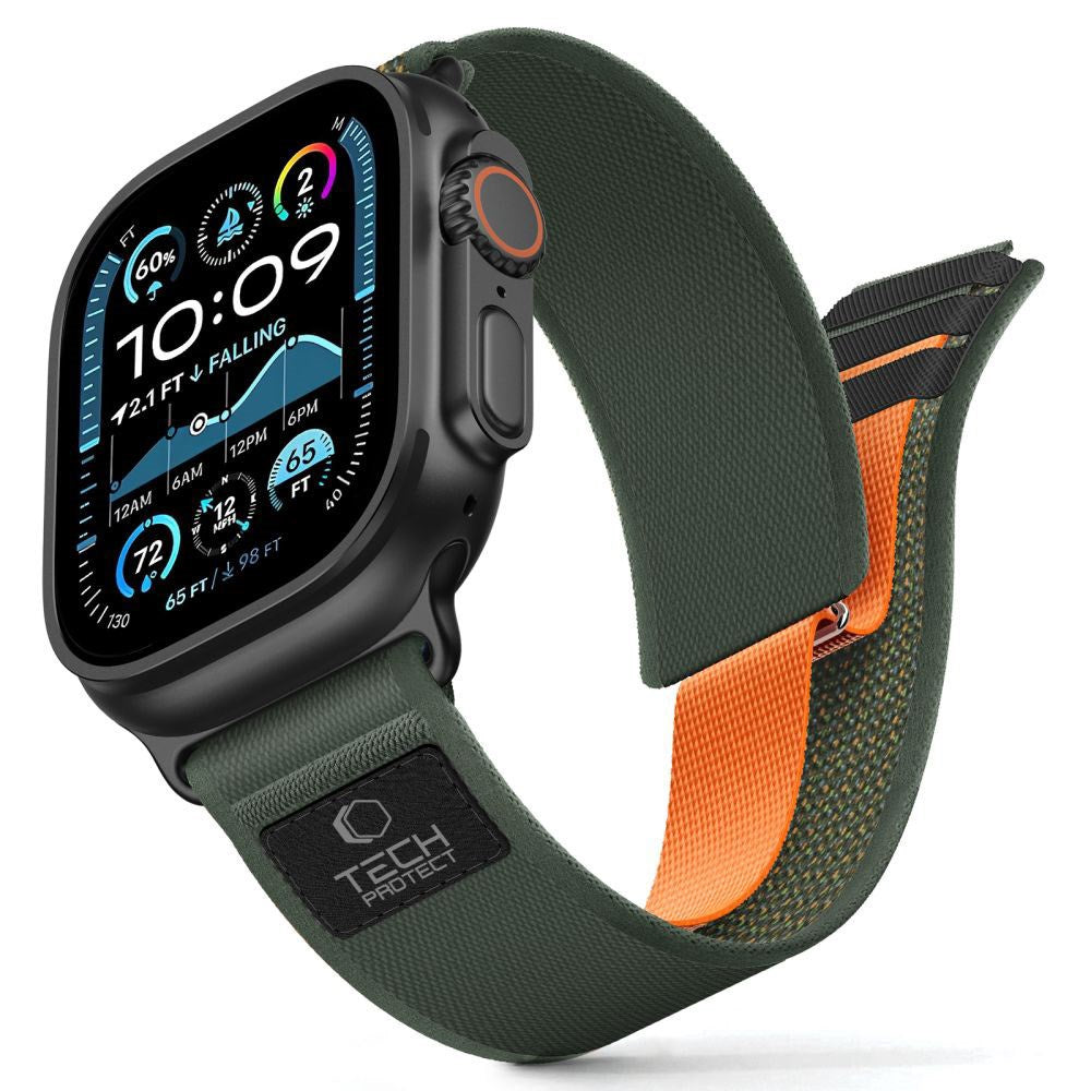 Apple Watch (44/SE/45/46/49Mm) Tech-Protect Nylon Elite Strap - Green / Orange