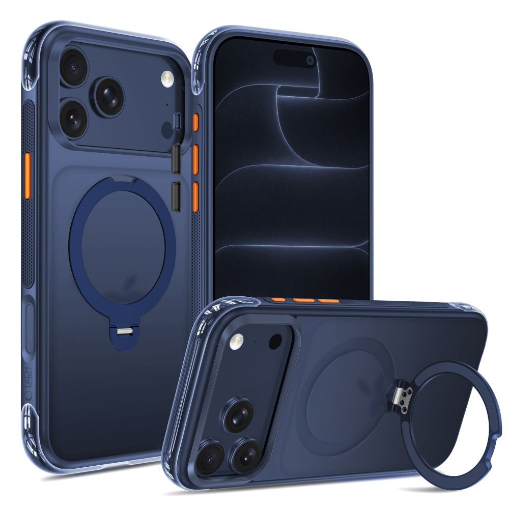 iPhone 18 Pro Max / 17 Pro Max Tech-Protect MagAir Stand Case with Kickstand - MagSafe Compatible - Matte Blue