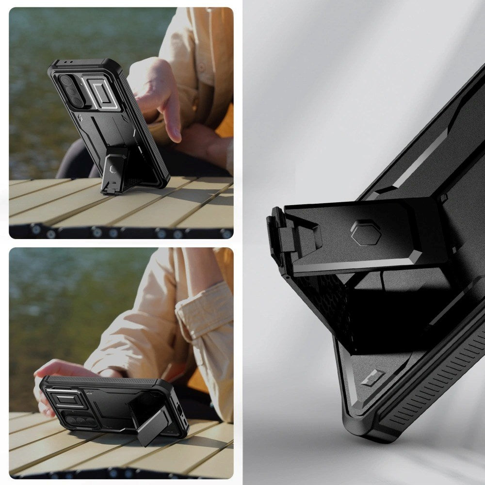 Samsung Galaxy A36 (5G) Tech-Protect Kevlar Pro Hard Plastic Case w. Screen Protector & Kickstand - Black