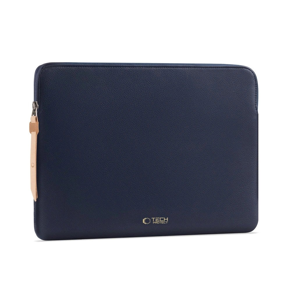 Tech-Protect MacBook / Laptop 15-16" Faux Leather Sleeve with Lined Inside - Navy Blue