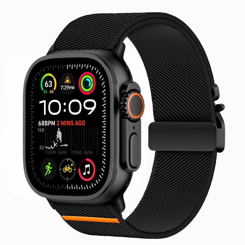 Apple Watch (42 / 44 / SE / 45 / 46 / 49mm) Tech-Protect Nylon Strap with Metal Buckle - Black