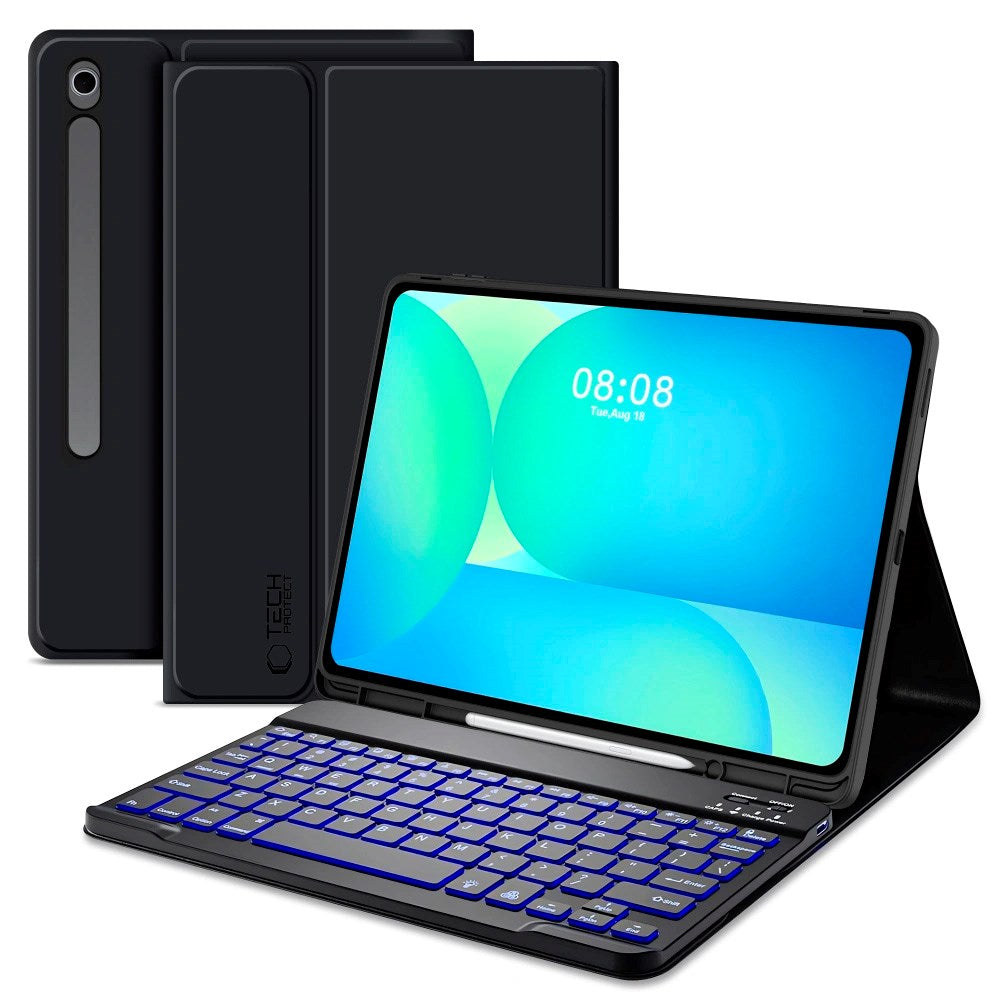 Samsung Galaxy Tab S10 FE+ (Plus) Tech-Protect Case with English Keyboard - Black