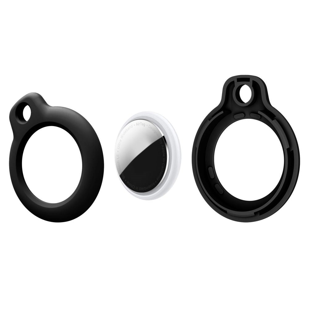 Apple AirTag 1st & 2nd Gen. Tech-Protect Rough Plastic Case with Carabiner - 4 pcs - Black