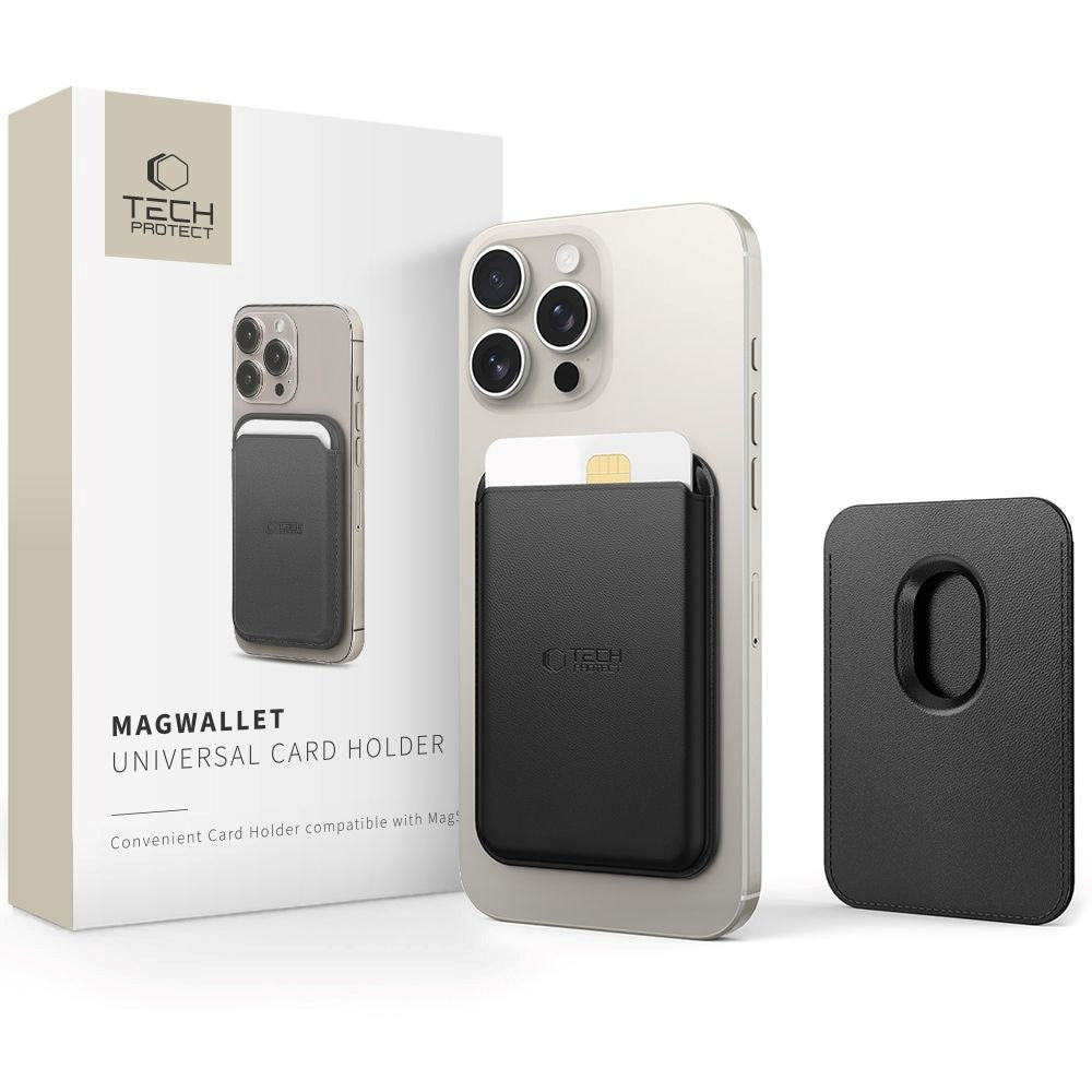 Tech-Protect MagWallet Faux Leather Card Holder - MagSafe Compatible - Black