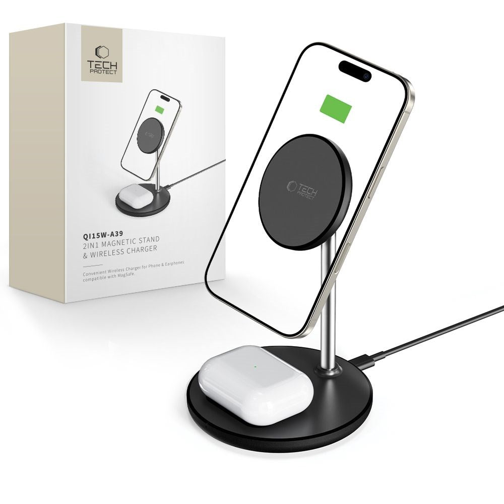 Tech-Protect 2in1 Magnetic MagSafe Wireless Charger Qi15W-A39 - Black
