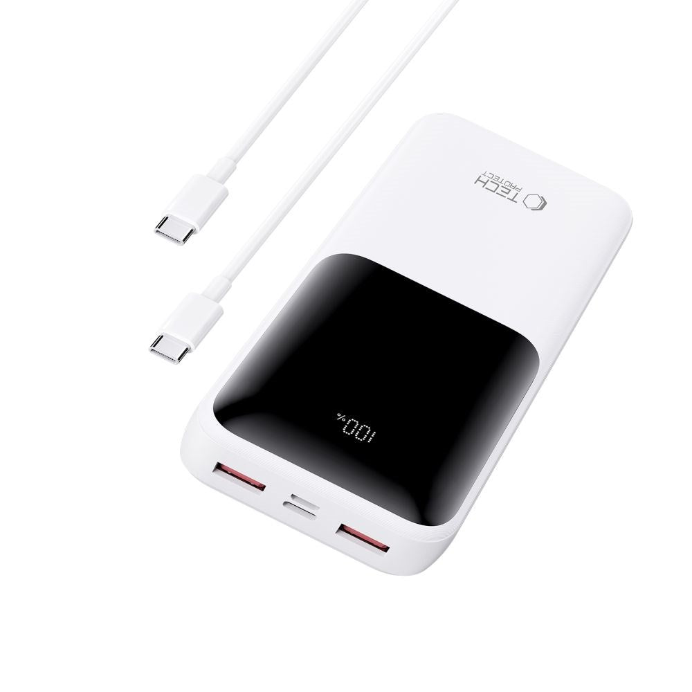 Tech-Protect Powerbank 20000mAh – Fast Charging with 22.5W - White