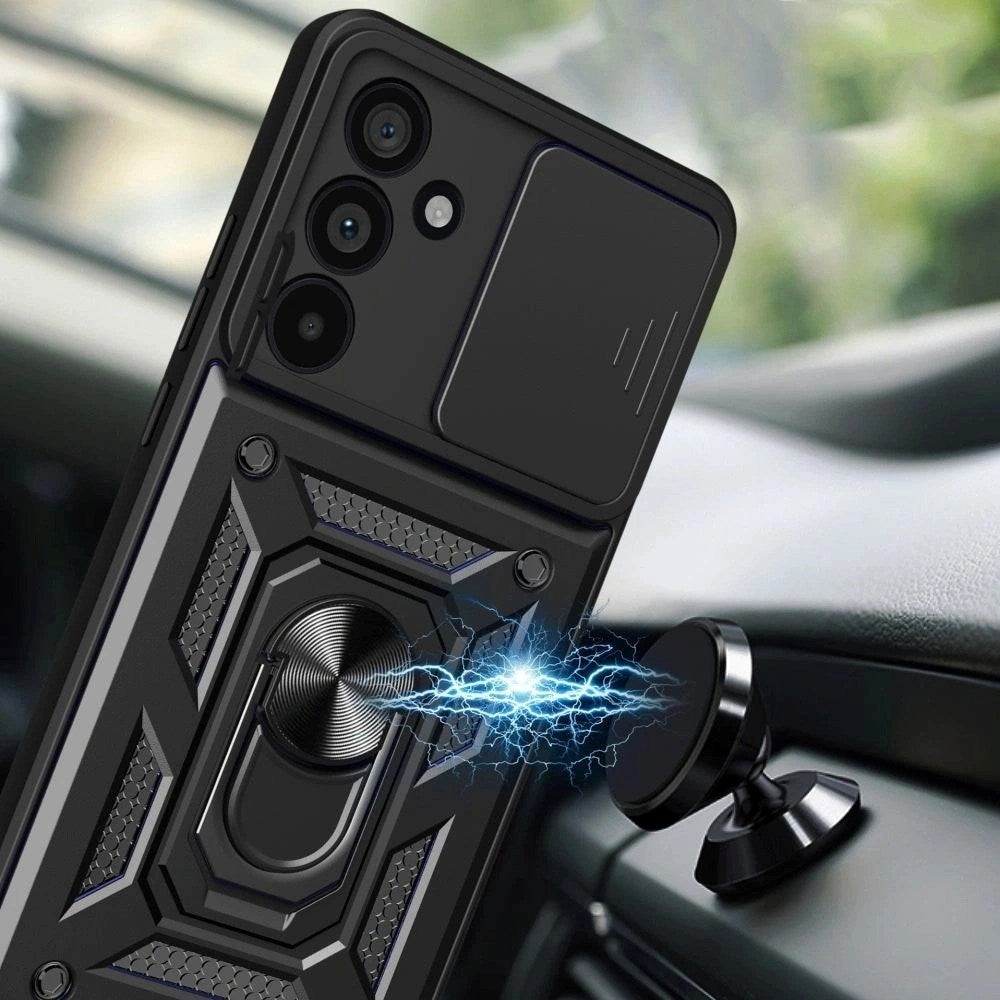 Samsung Galaxy A37 Tech-Protect Camshield Case with Magnetic Ring & Stand Function - Black