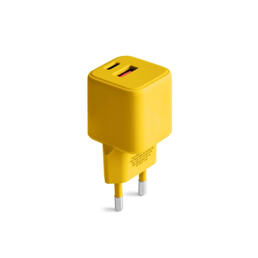 Colorum 30W Wall Charger with 1x USB-A & 1x USB-C - Yellow