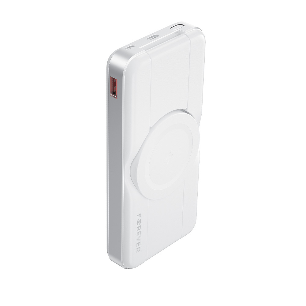 Forever MATB-300 3-in-1 Magnetic Wireless PowerBank - 10.000 mAh - MagSafe Compatible - White