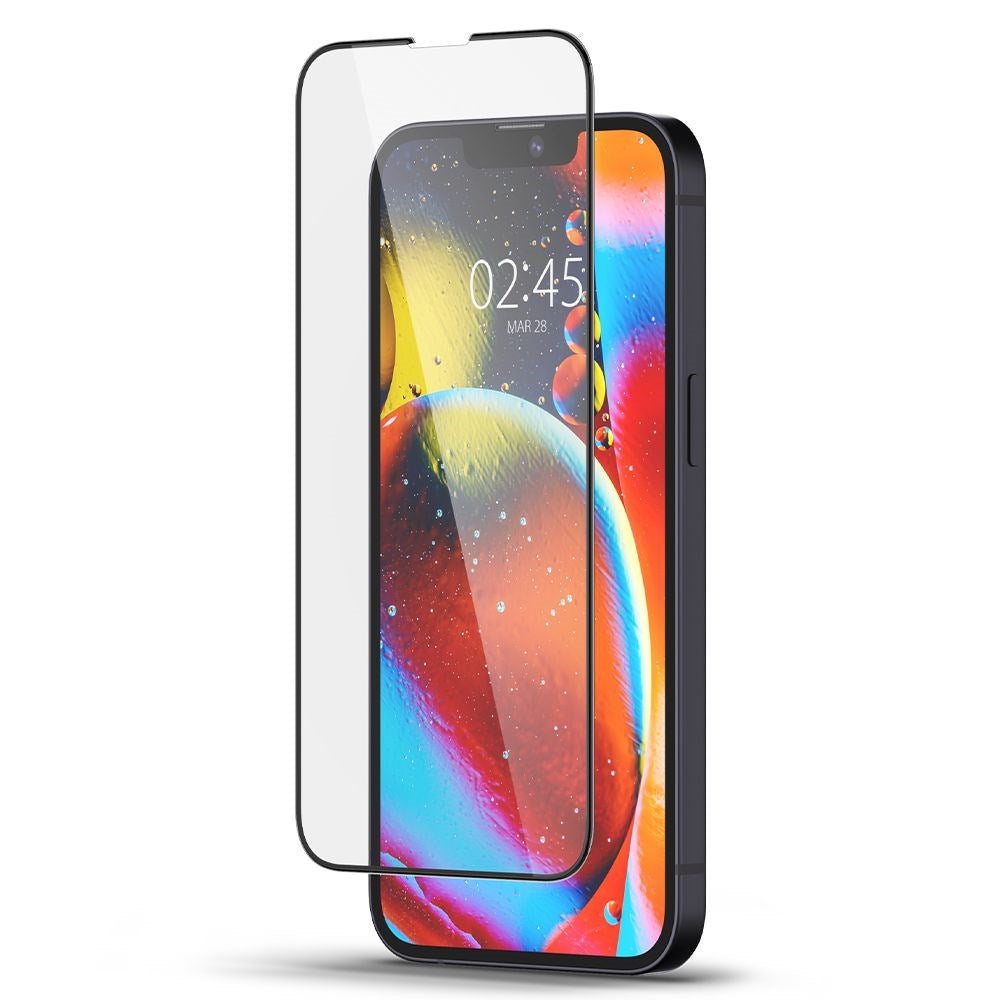 iPhone 16e / 14 / 13 / 13 Pro Spigen Glas.tr Tempered Glass - Case-friendly - Screen Protection - Transparent / Black