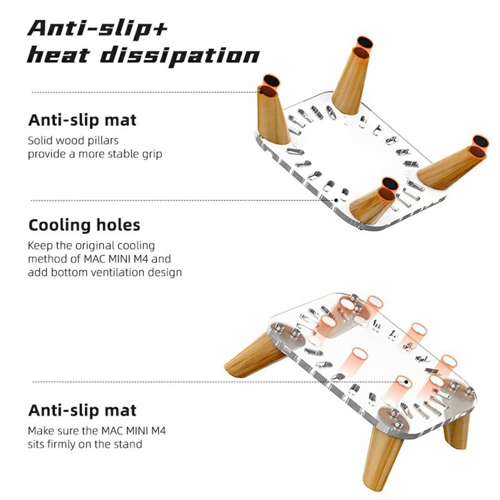 Mac Mini M4 / M4 Pro Stand - Transparent / Wood