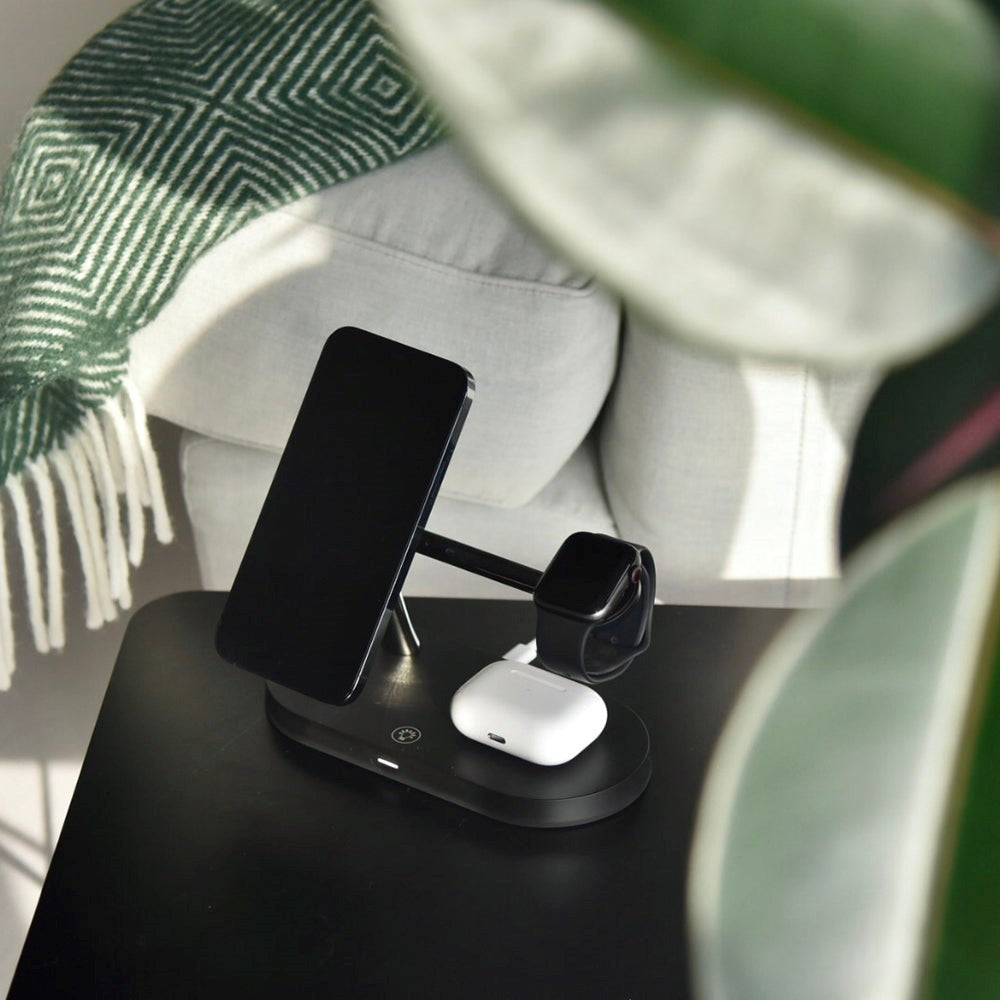 Tech-Protect A12 3-in-1 Wireless Charger 15W w. Built-in LED Lamp - Black (DEMO)