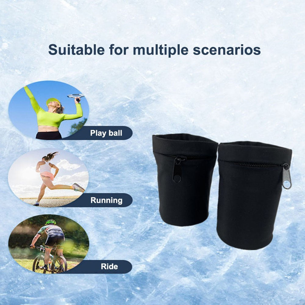 Sports Running Armband for Wrist with Zipper Pocket - Black