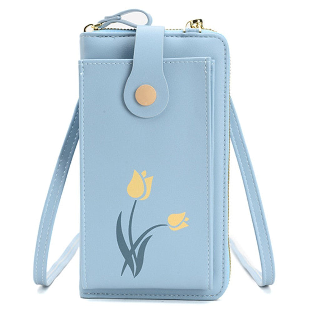 Universal Leather Clutch w. Shoulder Strap (160 x 80 mm) - Blue