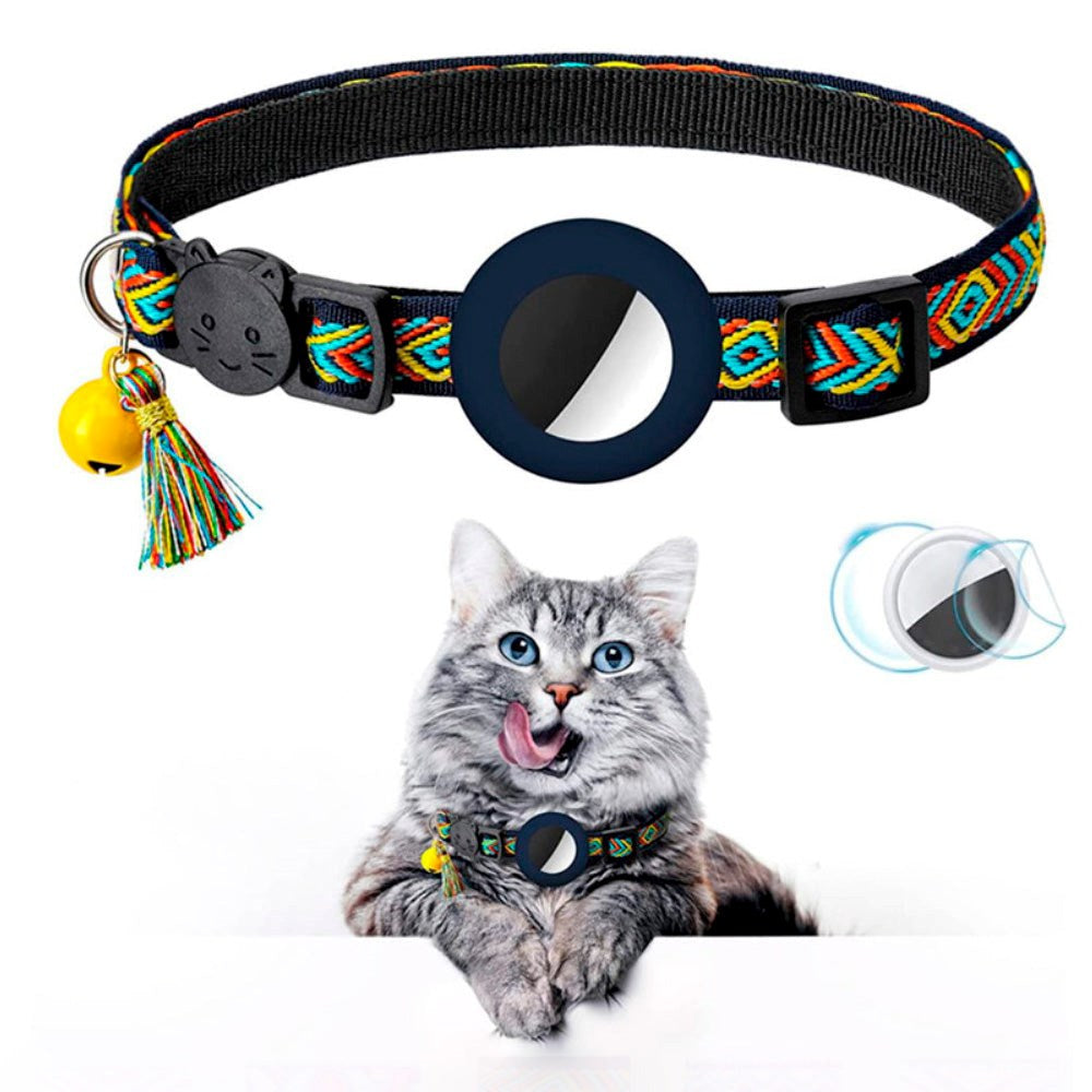 Cat Collar with AirTag 1. & 2. Gen. Silicone Case & Brush - Dark Blue