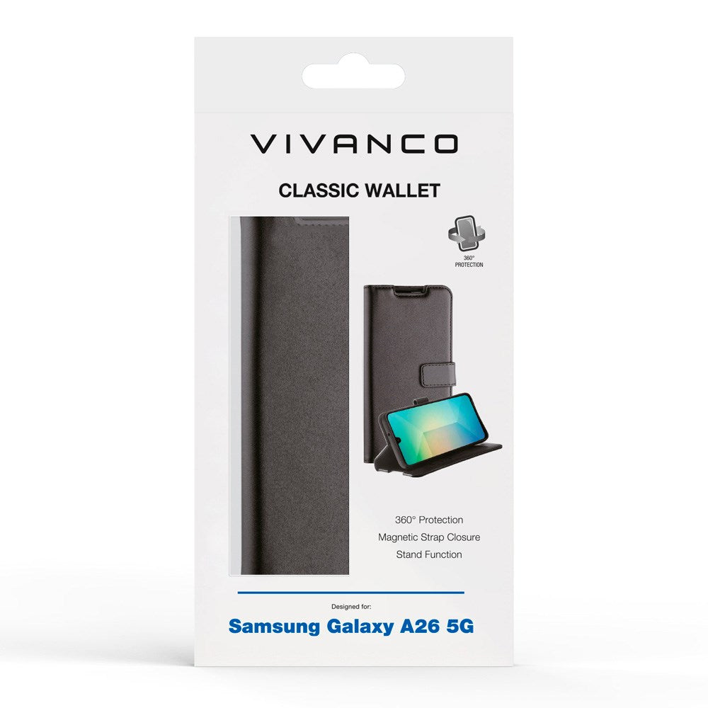 Samsung Galaxy A26 (5G) - Vivanco Classic Wallet Flip Case with Purse - Black