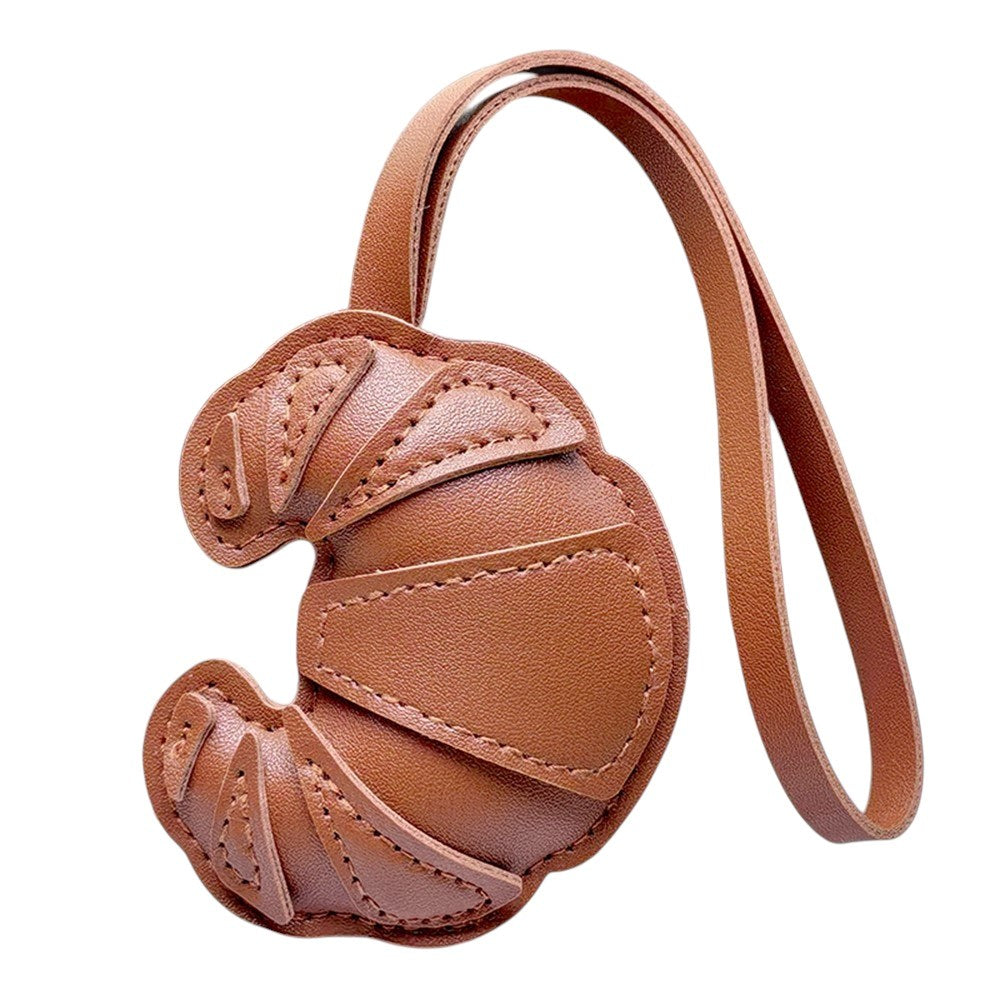 Bag Charm - Croissant in Faux Leather - Light Brown