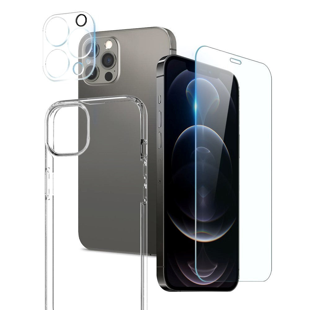 iPhone 12 Pro 360° Protection set w. Screen Protection | Case | Camera Lens Protection - Transparent