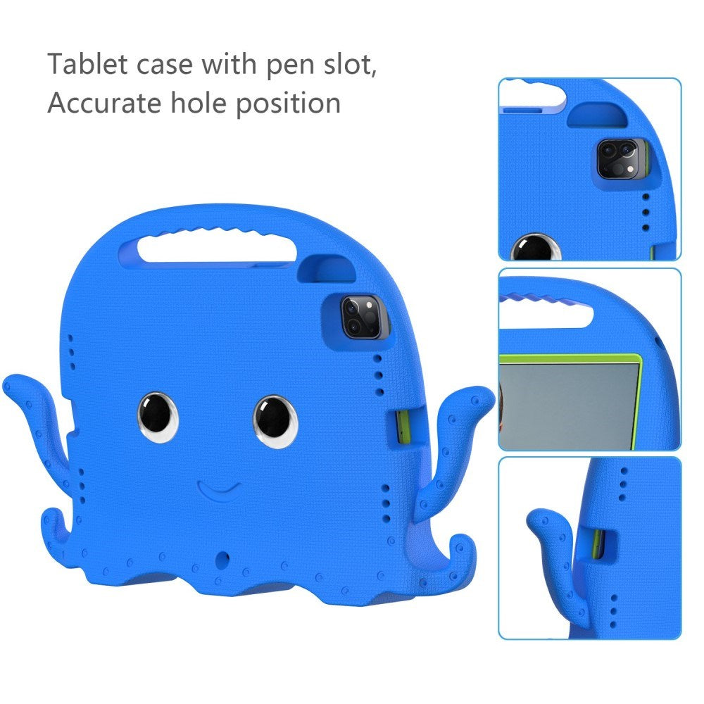 EIDERWOOD iPad Air 11" (2024) / Pro 11" (2018-2024) Kids Case w. Shoulder Strap & Hand Holder - Octopus - Blue