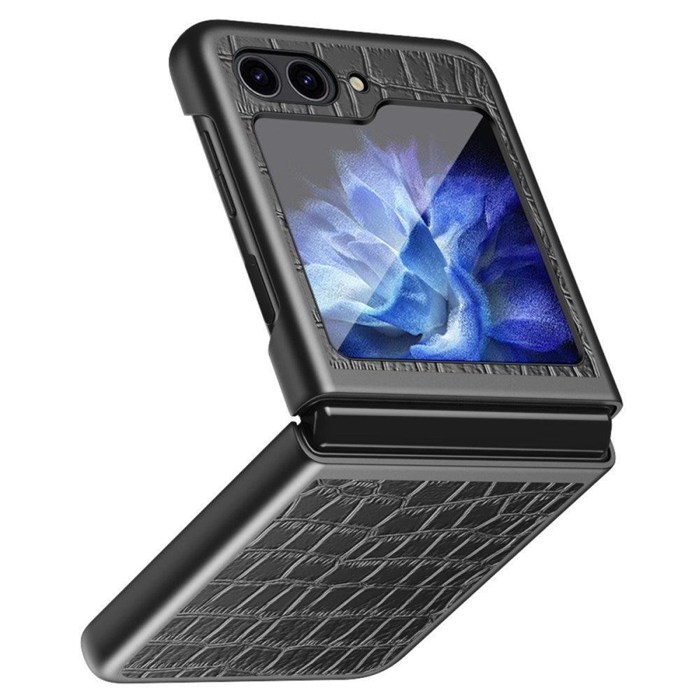 EIDERWOOD Samsung Galaxy Z Flip7 FE / Flip6 Leather Covered Plastic Case w. Texture - Black