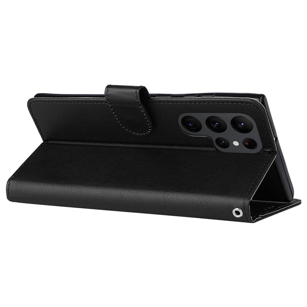 EIDERWOOD Samsung Galaxy S23 Ultra Glossy Faux Leather Wallet Case - Black