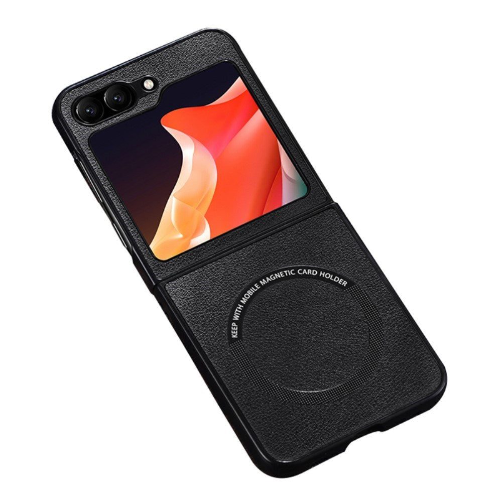 EIDERWOOD Samsung Galaxy Z Flip7 FE / Flip6 Leather Cover Plastic Cover - MagSafe Compatible - Black