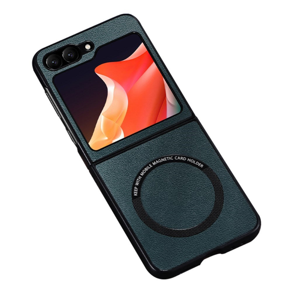 EIDERWOOD Samsung Galaxy Z Flip7 FE / Flip6 Leather Cover Plastic Cover - MagSafe Compatible - Green