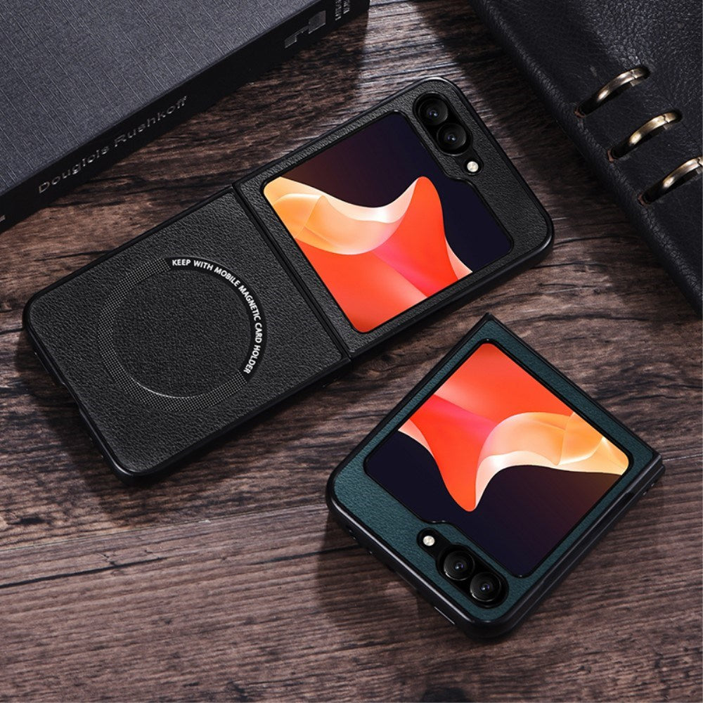 EIDERWOOD Samsung Galaxy Z Flip7 FE / Flip6 Leather Cover Plastic Cover - MagSafe Compatible - Green