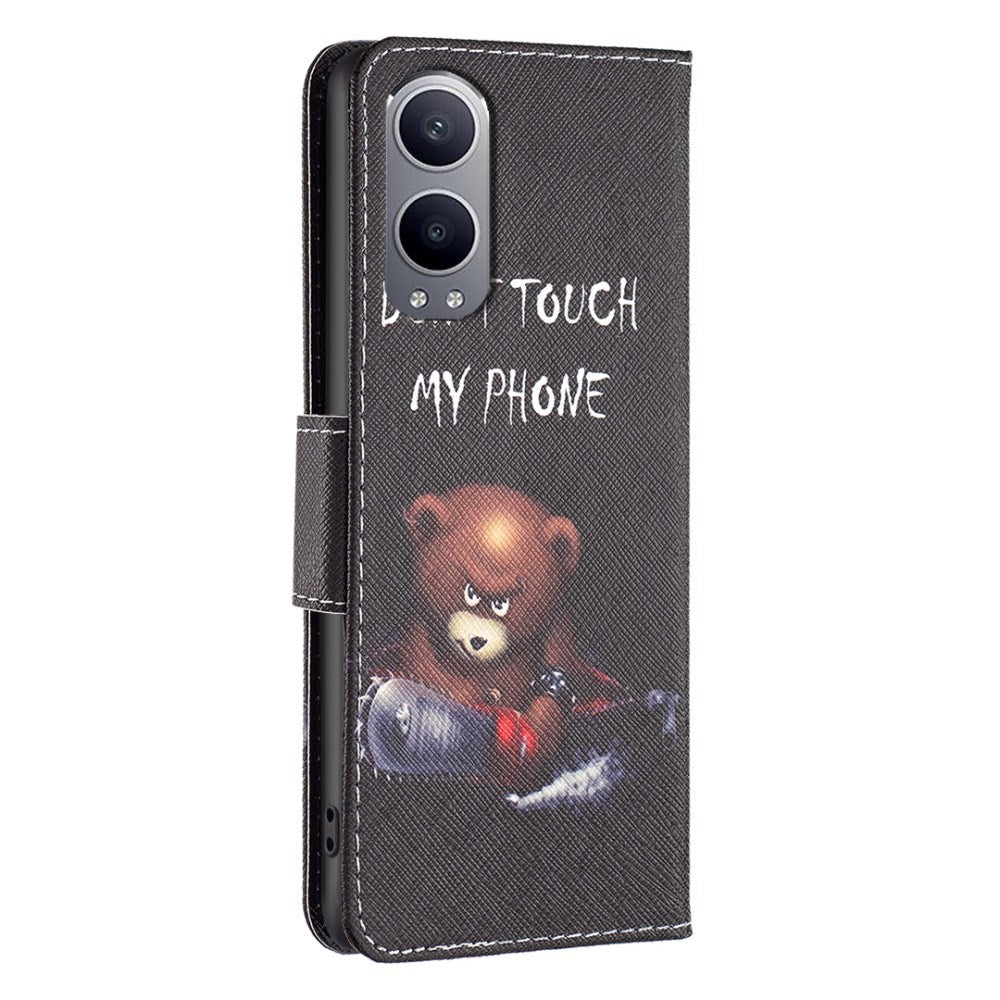 EIDERWOOD OnePlus Nord CE4 Lite (5G) Leather Case with Wallet & Stand Function - "Dont Touch My Phone" Bear