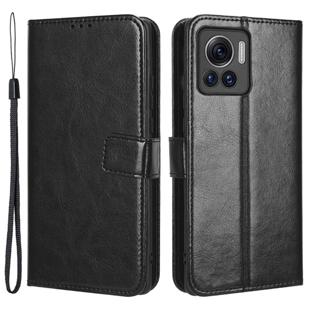 EIDERWOOD Motorola Edge 30 Ultra Faux Leather Flip Case with Stand & Wallet - Black