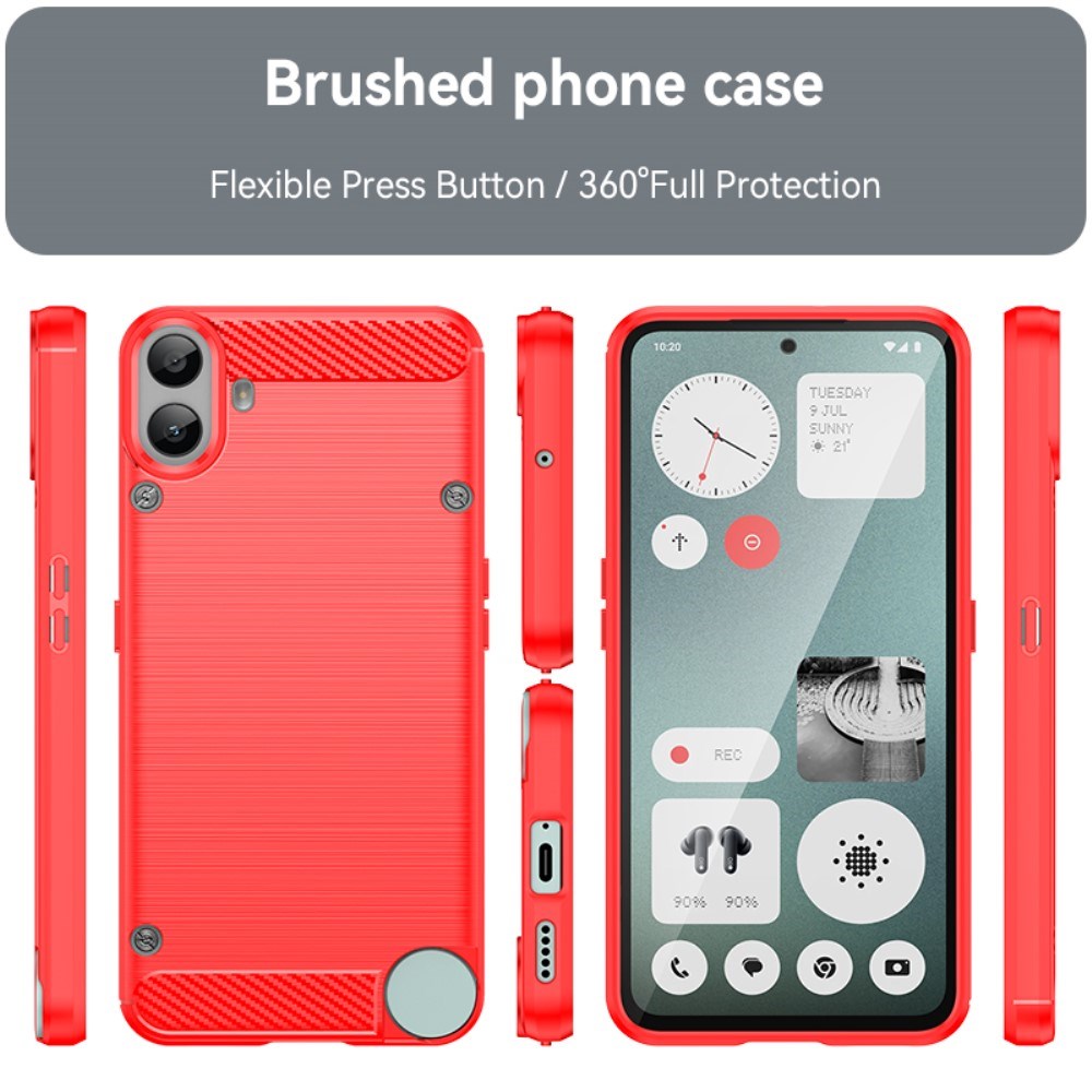 EIDERWOOD Nothing CMF Phone 1 Brushed Carbon Fiber Flexible Plastic Case - Red