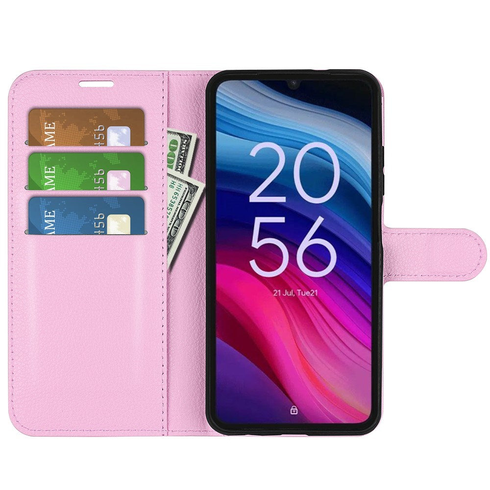 EIDERWOOD TCL 505 Litchi Faux Leather Flip Case with Wallet & Stand Function - Pink